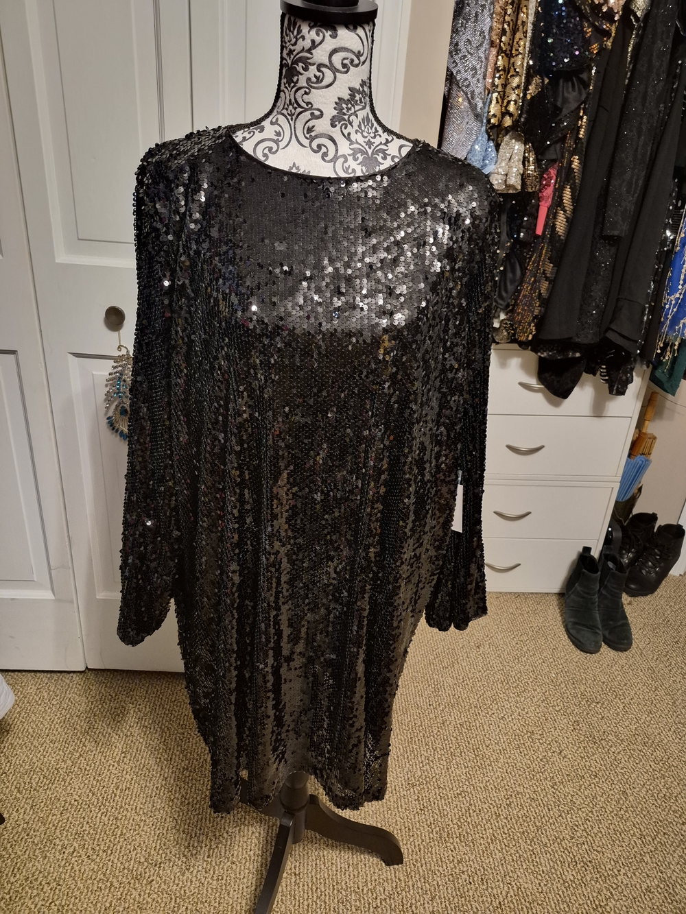 NWT LC Lauren Conrad Black Sequin Shift